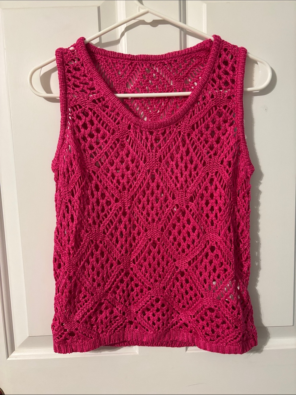 NWOT! Bright Pink Crochet Tank Top